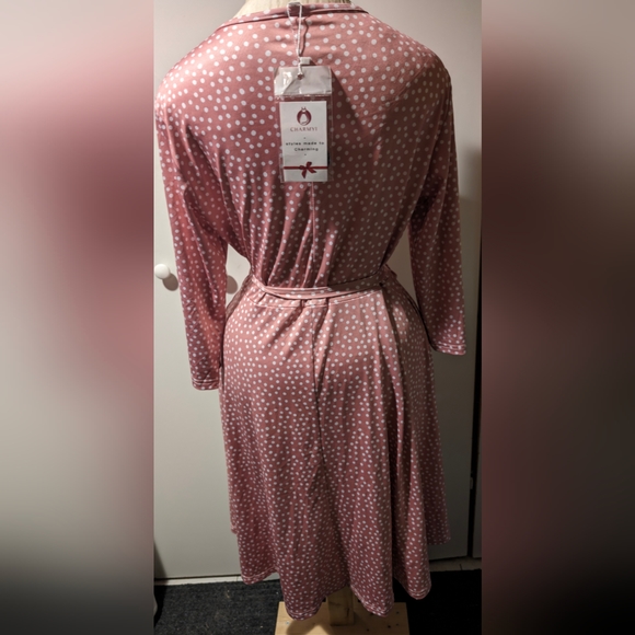 Pink polka dot wrap dress - size XL BN - Picture 2 of 3